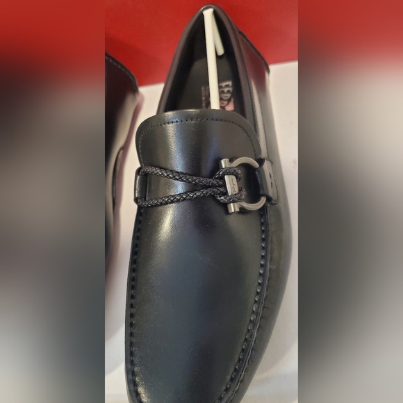 SALVATORE FERRAGAMO SHOES DRIVING LOAFERS LEATHER BRAIDED GANCINI US SZ 6EE NEW - Picture 2 of 11